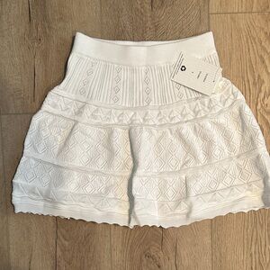 White Textured Mini Skirt